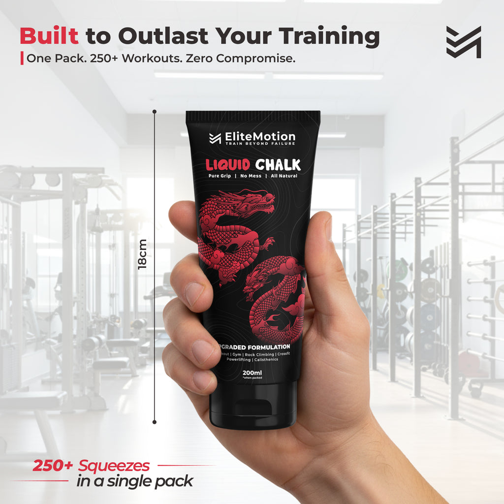 EliteMotion™ Liquid Chalk for Gym | Strong Grip, Sweat-Proof, No-Mess | Powerlifting, Climbing, CrossFit, Gymnastics (200ml Tube)